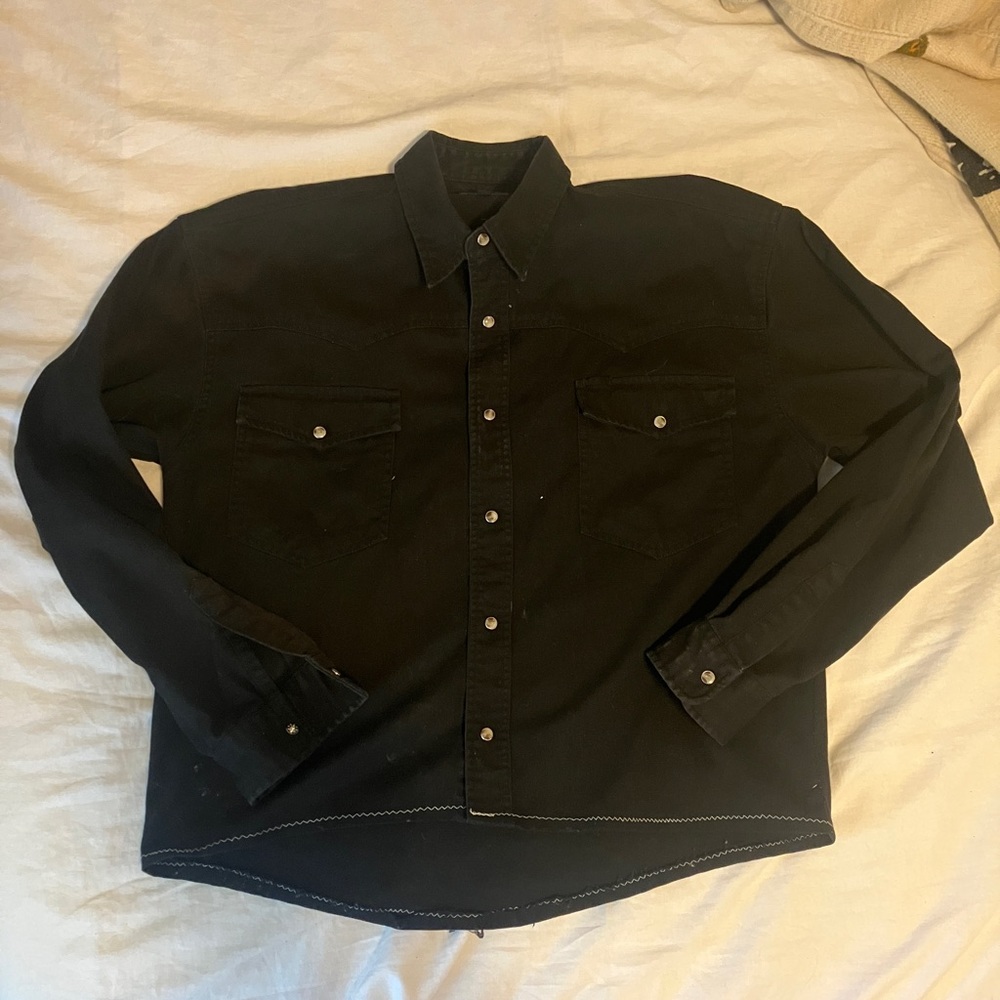 Altered Roper black western shirt - SHORT!